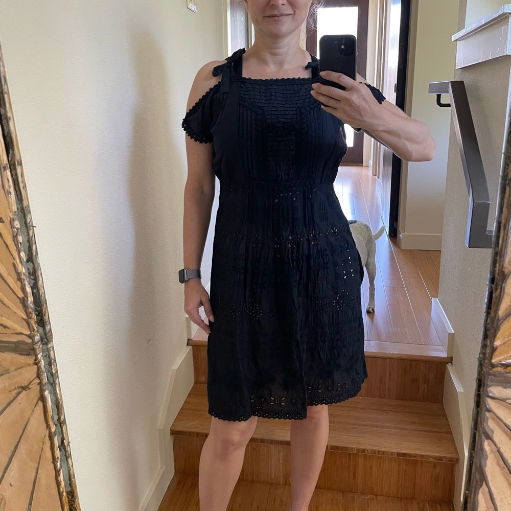 Johnny Was cold shoulder floral eyelet cotton dress
